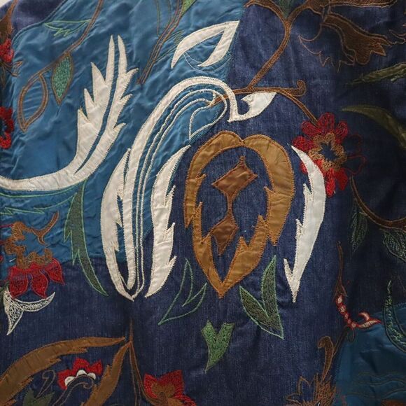 Chico's Women's Sz 2 (L/12) Multi Floral Embroidered Lined Denim Jacket $159 - Picture 7 of 15